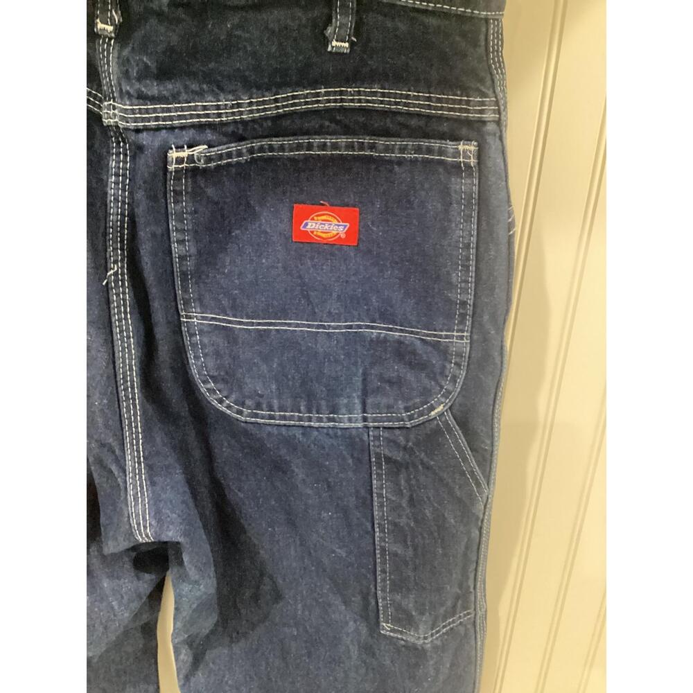 Dickies Blue Mens Dark Wash Zip Fly Carpenter Jeans 32X34 - Picture 3 of 10